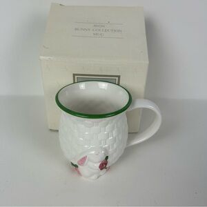 Avon NOS VTG Bunny Collection White Mug with Green and Pink Details